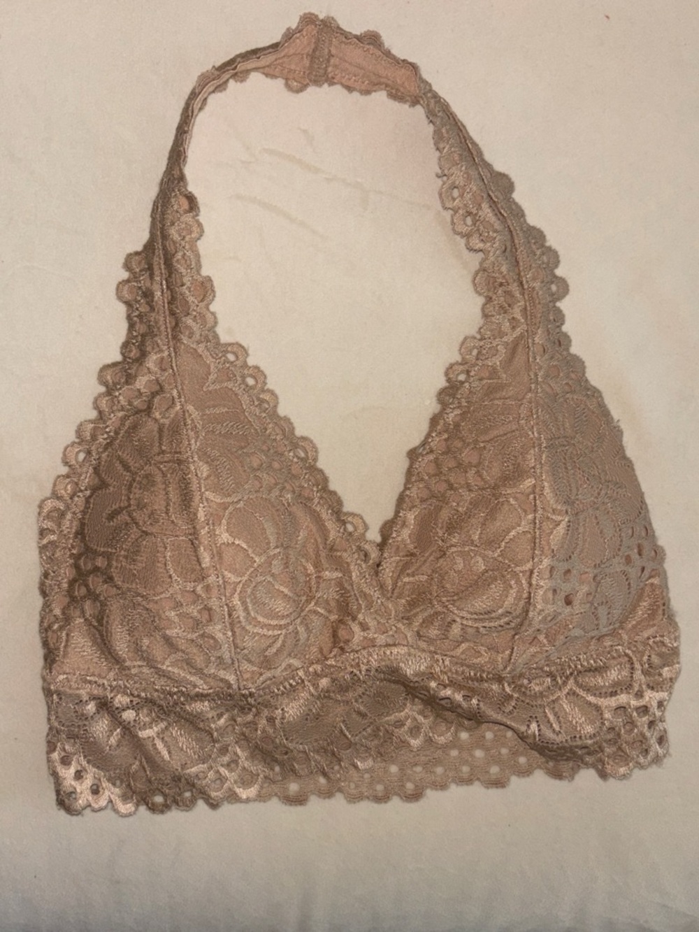 Aeropostale Lace Halter Bralette in Beige